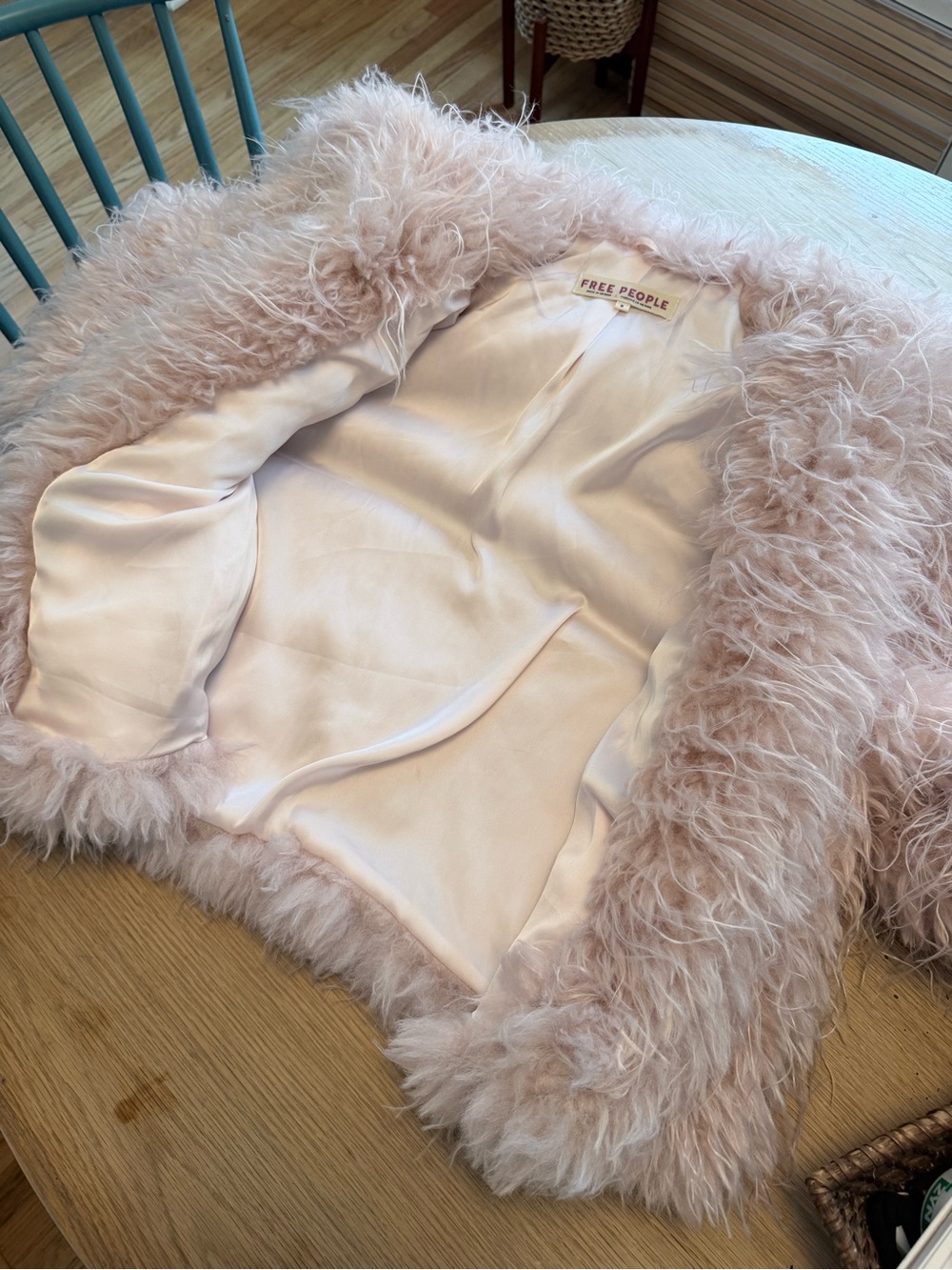 Free People Moonlight Faux Fur Jacket Soft Dusty Pink with pockets size M - Picture 4 of 10